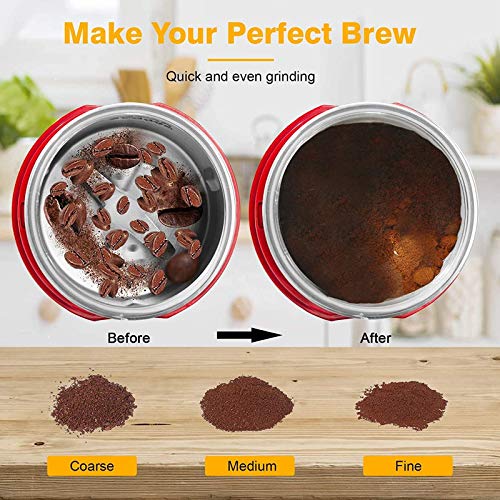 SXLCKJ Kaffeemühle Elektrisch, Kaffeebohnenmühle Elektrische Mühle Gewürzmühle, 150W Leistungsstarker Edelstahl S… – Bild 4
