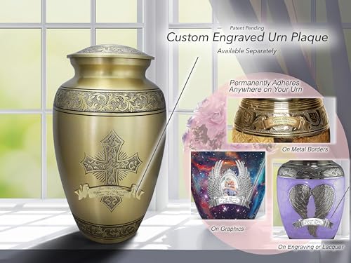 Image of Gold Love of Christ Cremation Urn for Ashes for Women - Personalized Cremation Urns for Human Ashes Adult Female Decorative Urns - Beautifully Handcrafted Cross Urn