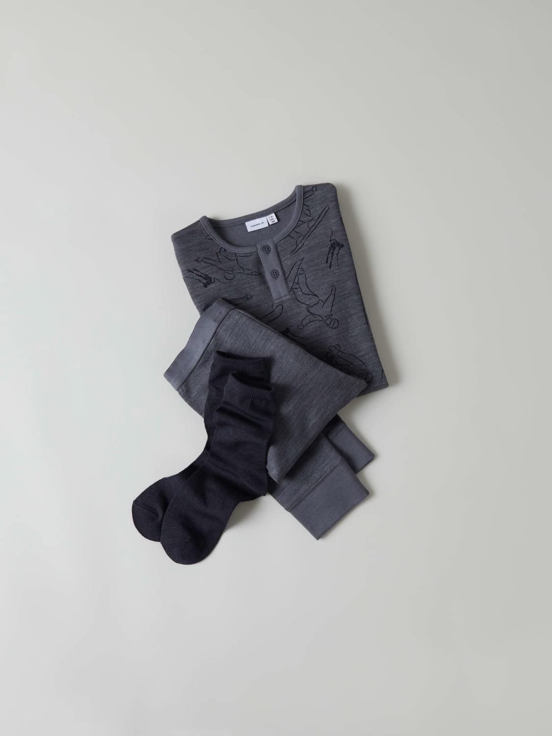 NAME IT Legginsy chłopięce Nkmwupsus Wool/Cot Longjohn XXIII, Szary żelazna brama (Iron Gate), 116