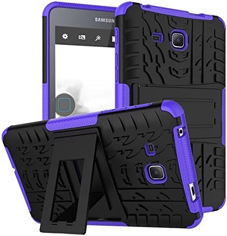 Samsung Galaxy Tab A6 7.0 2016 T280 T285 Case, BAUBEY Hybrid Rugged Armor Tough Shock Proof Hard Tire Tread Rubber Case Cover Stand for Samsung Galaxy Tab A6 7.0 SM-T280 SM-T285 (Purple)
