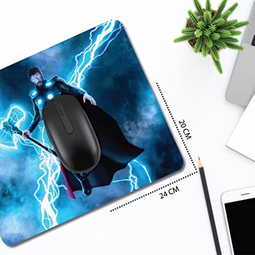 woopme® Superhero Printed Theme Thor Mouse Pad Compatible for Boys Girls Kids Mouse Pads Laptop PC Computer Desktop Smooth Gaming L x H 24 x 20 CMS - Image 2
