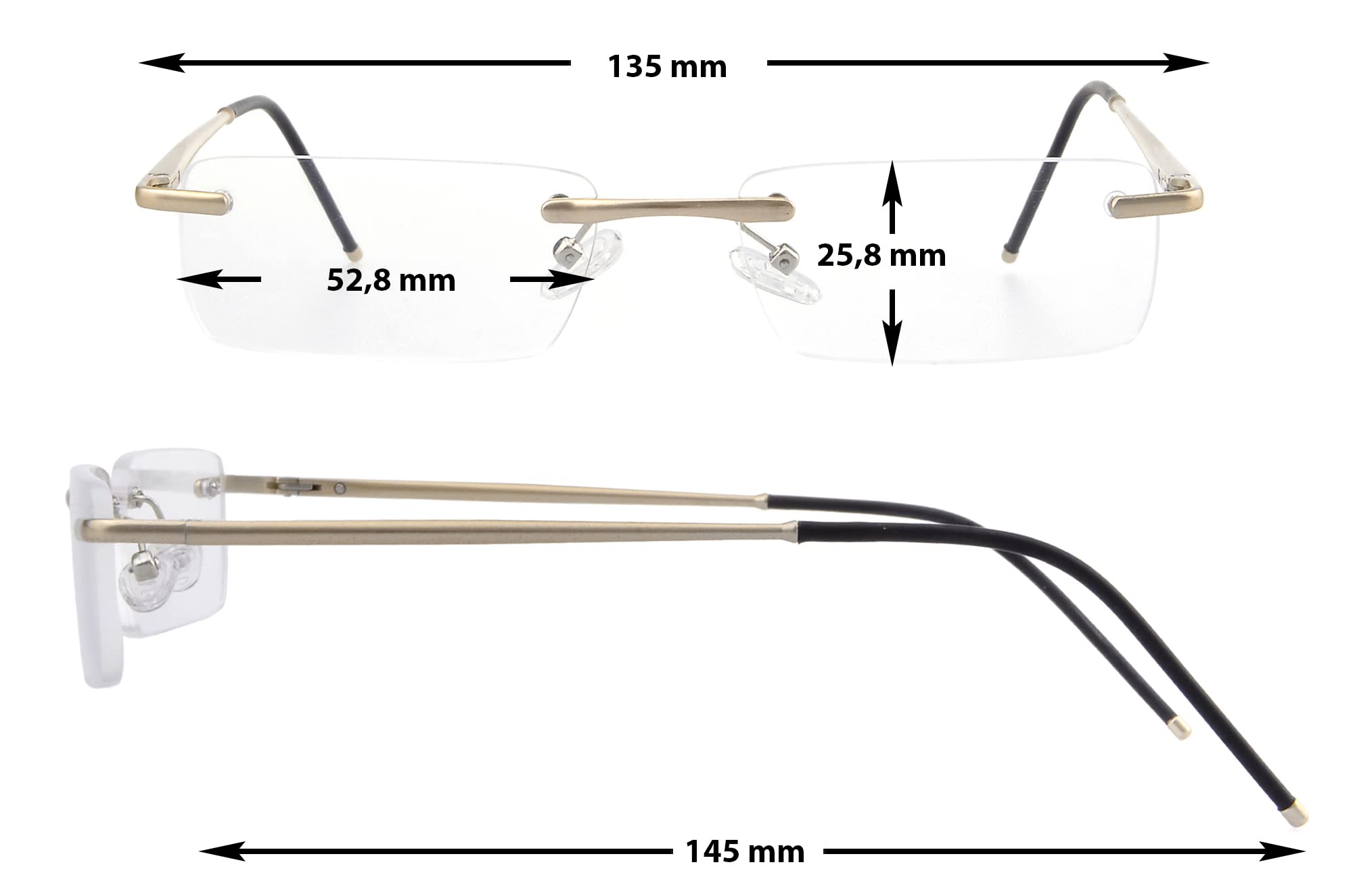 Edison & King Okulary do czytania bez oprawek "Clarity A Biżuteria z kieliszkami premium i niebieskim filtrem w zestawie