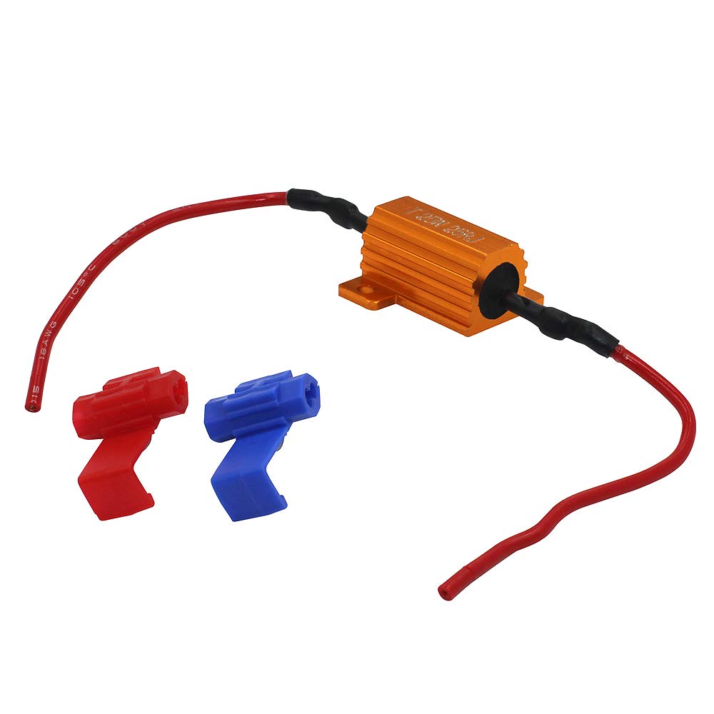 Yolu 4Pcs 25W 25Ohm Load Resistors, Fix LED Bulb Fast Hyper Flash Turn Signal Blink Error Code with 8pcs Quick Splice wire Clip