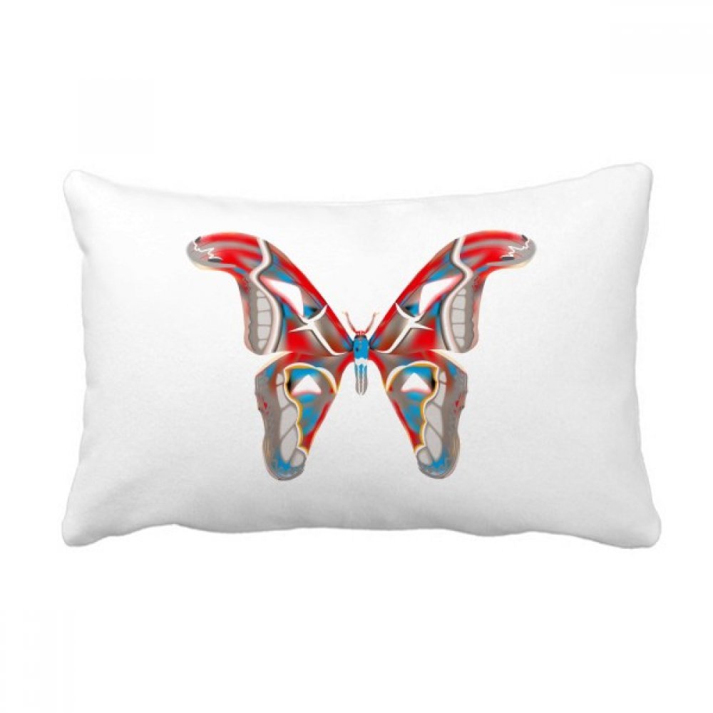 Coussin lombaire papillon 3D rouge et bleu 40x60 cm pour canapé