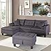 Produktbild Home Deluxe - Sofagarnitur Rom Rechts - Farbe Grau - 242,6 cm x 154,3 cm x 90,8 cm - inkl. Hocker I Ecksofa Sofa Couch Wohnlandschaft