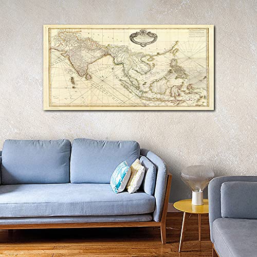 Art mural vintage retro map avec impression haute définition