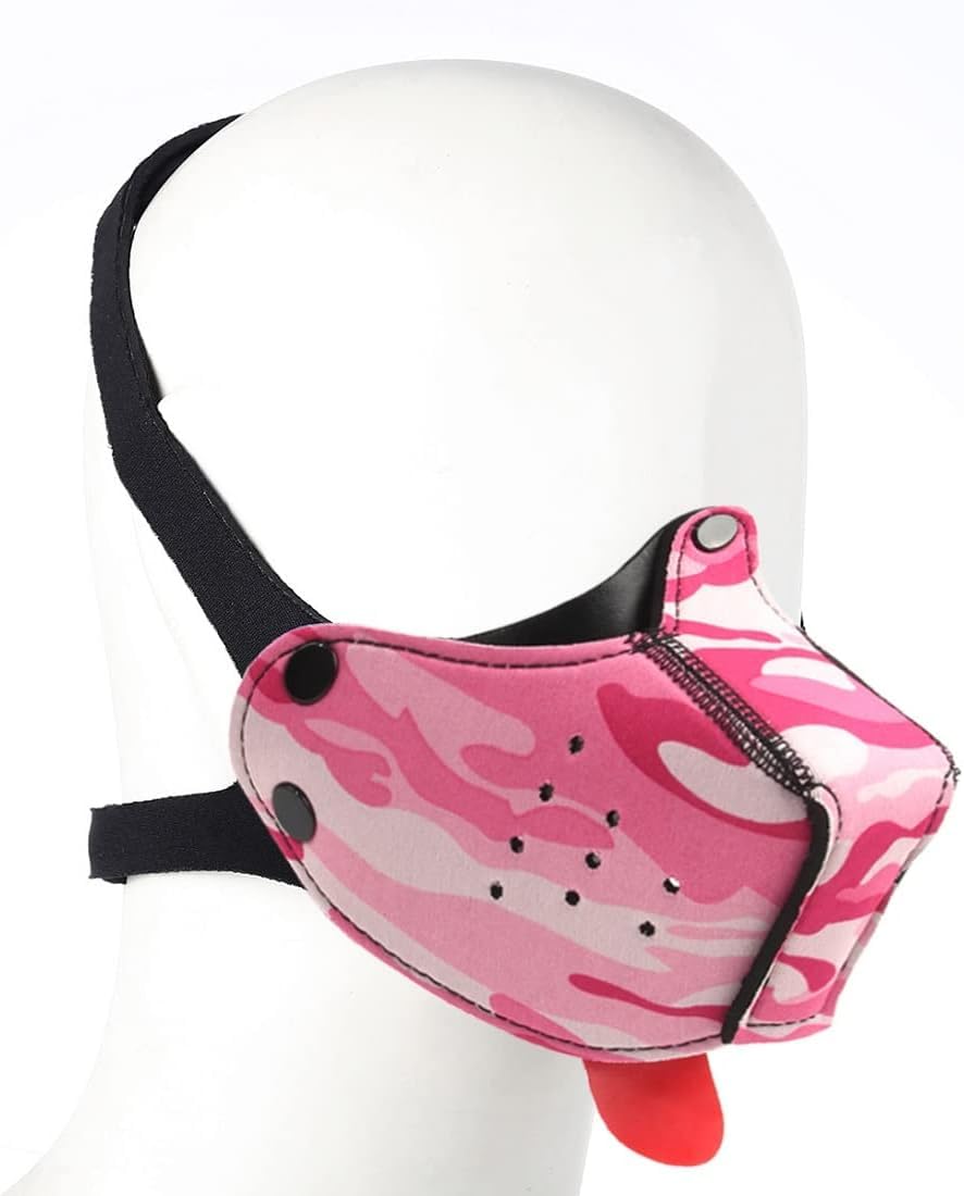 Neoprene Puppy Face Muzzle Dog Hood Mask Play hoods Novelty Dog Head Mask (Camo Pink, One Size)