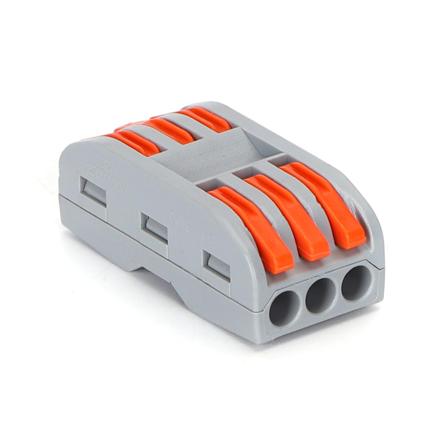 PCT-223 terminal block (2 pcs/blister) in Elegant Grey and Vibrant Orange, Ideal for safe and efficient electrical connections, guaranteeing quality and durability in each use.