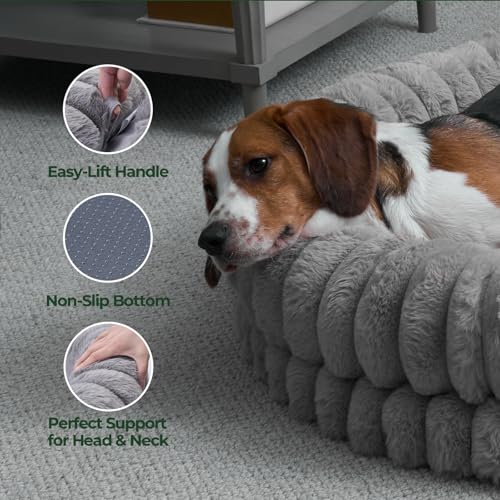 Image of BALANCE Luxury Donut Dog Bed, 43 Inches Round Dog Beds Large Sized Dogs Washable, Orthopedic Calming Dogs Bed for Pets with Anti-Slip Bottom, Gray