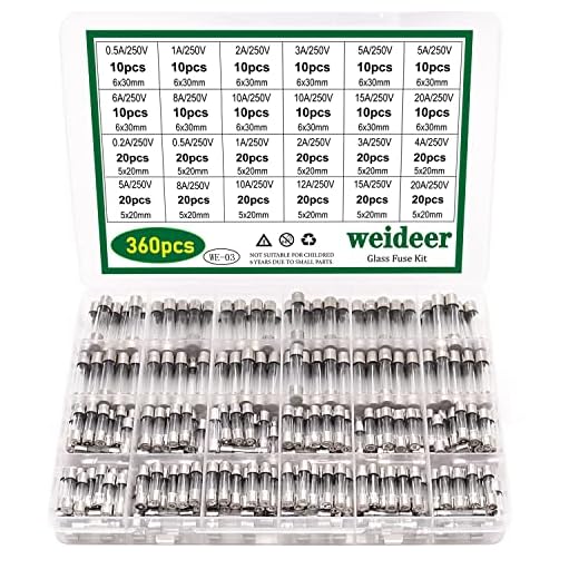 weideer 22 Values 360pcs Fast Blow Glass Fuses Assortment Kit 250V 0.5A 1A 2A 3A 5A 6A 8A 10A 15A 20A 6x30mm,250V 0.2A 0.5A 1A 2A 3A 4A 5A 8A 10A 12A 15A 20A 5x20mm Tube Fuses