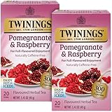 Twinings Pomegranate & Raspberry Tea - Naturally Caffeine-Free Herbal Tea Bags Individually Wrapped, 20 Count (Pack of 2)