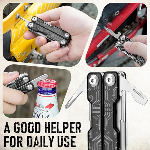 Image of BIBURY Mini Keychain Multitool Scissors B12062B, 9 in 1 Multitool EDC Scissors with Screwdriver, Bottle Opener, Pocket Knife, Spring -Mini Multi Tool for Outdoor, Daily Use, Gifts for Men and Women
