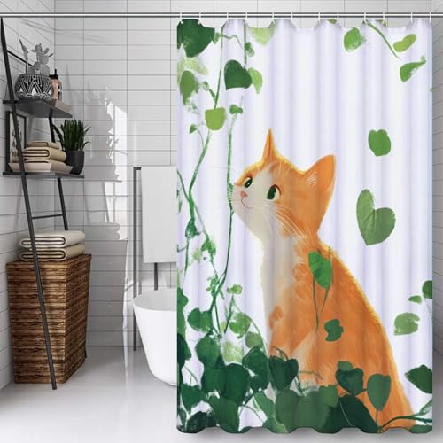 Rideau de douche anti-collage 150x170cm à ourlet lesté en polyester chat - 2