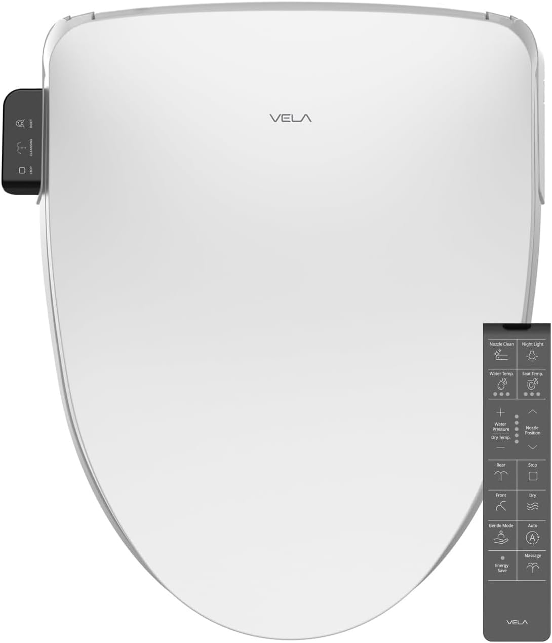 INUS 2200 Electric Multiple Spray Modes Heated Bidet Seat with Temperature Adjustment, LED Light & Self Cleaning Electrolyte Wand Deodorizer Smart Bidet Seat Remote Control