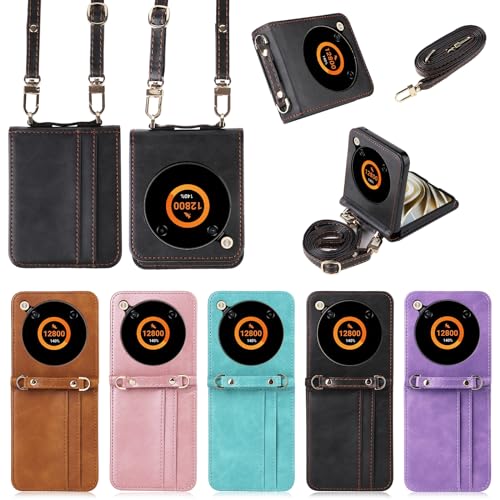 Funda ZTE Libero Flip/Nubia Flip [Pata de Cabra] [Correa del Hombro] [Ranura de Inserción de Tarjetas] [Caso Práctico] Compatible con el Teléfono Inteligente ZTE Libero Flip/Nubia Flip(Negro)