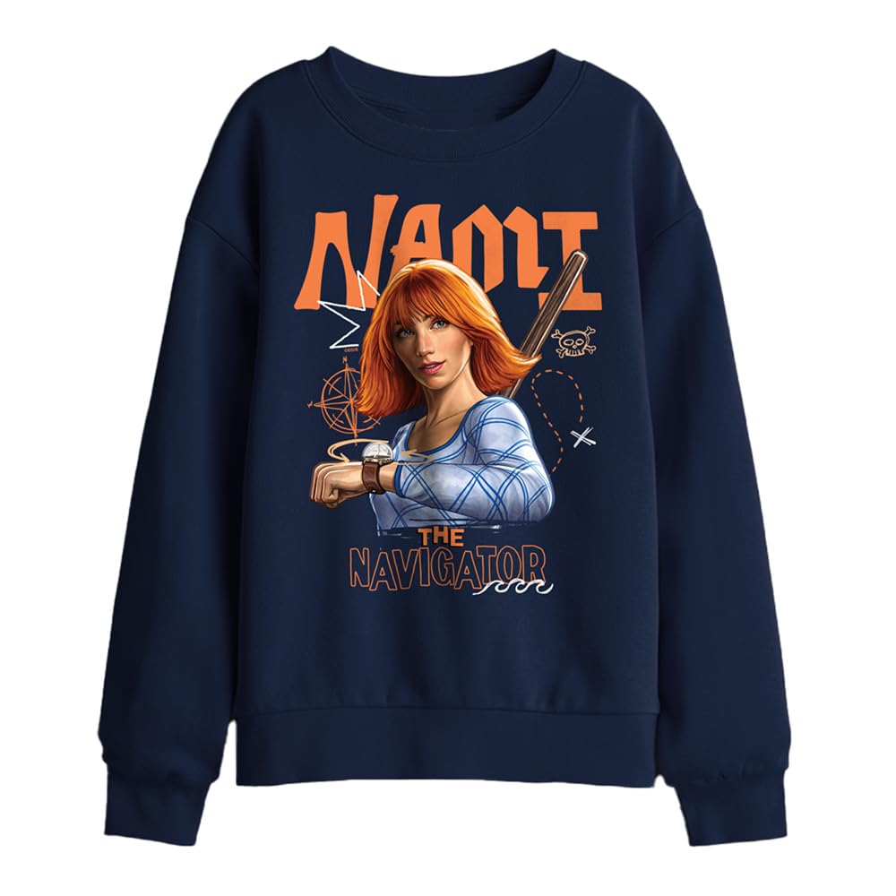One Piece Nami The Navigator Kids Sweatshirt, Navy, 12-13