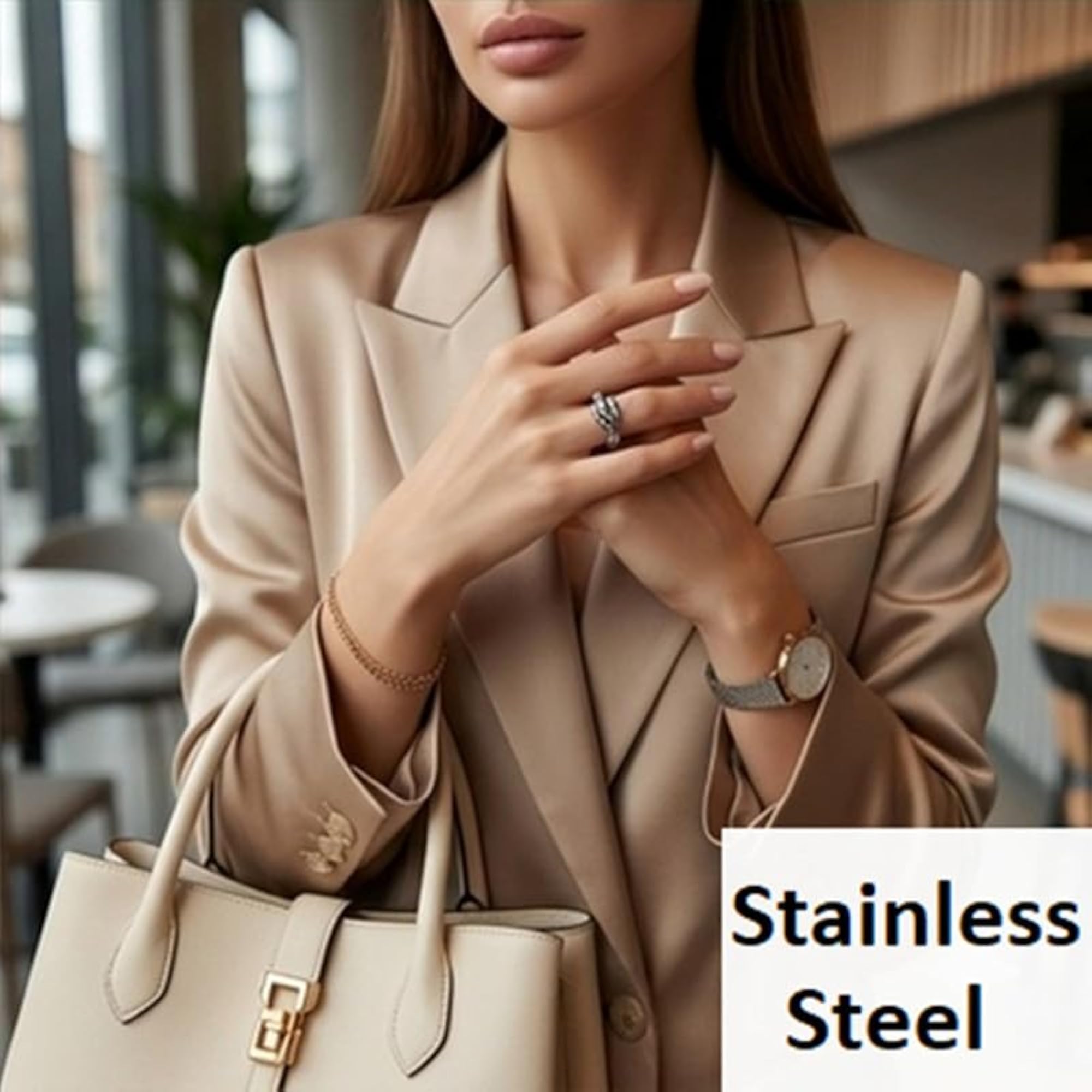 Adjustable Stainless Steel Snake Ring, Minimalist Gothic Design