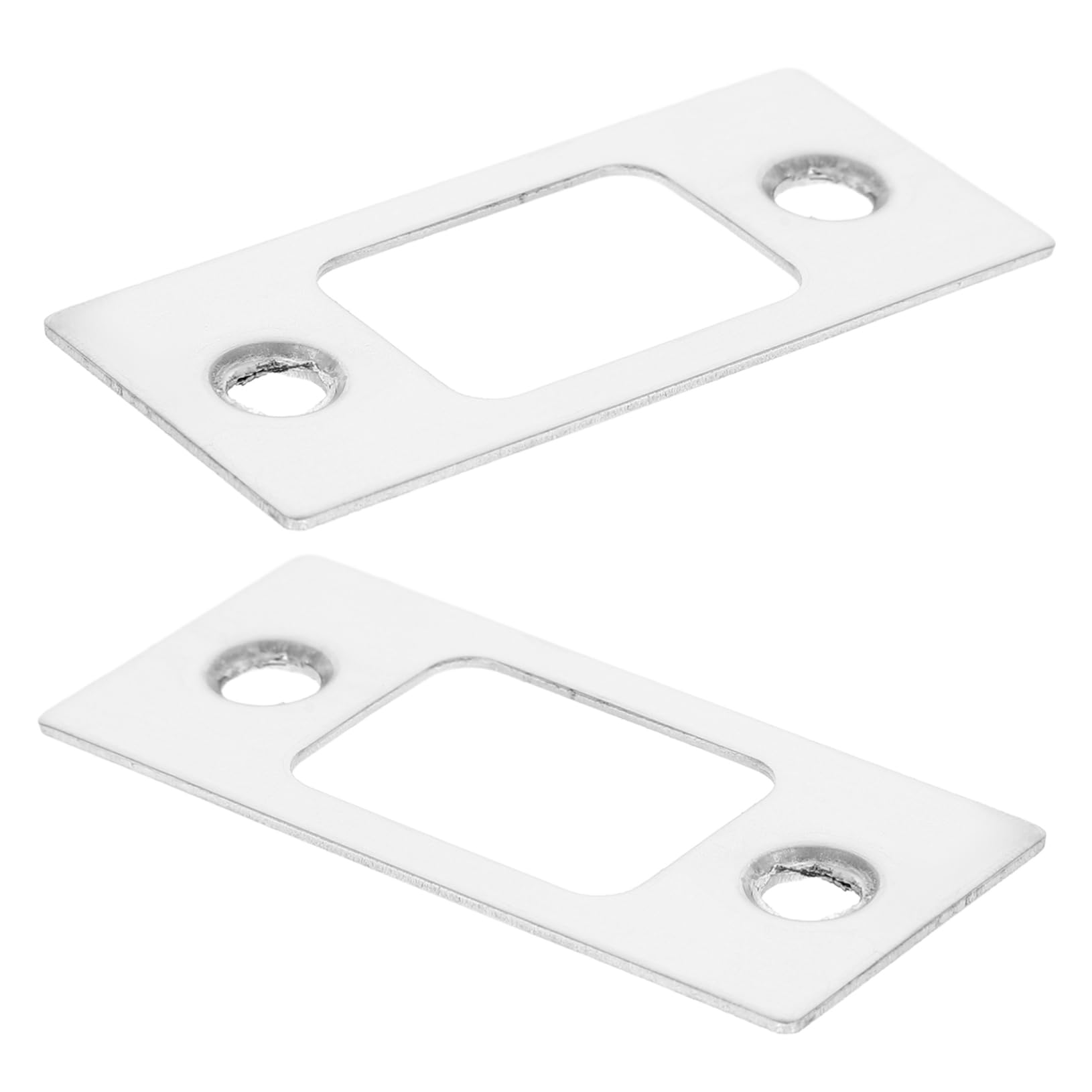 WOONEKY 2pcs Stainless Steel Door Striker Plate Deadbolt Strike Plates Added Security Inward Swinging Doors Easy Installation Metal Gusset Filler Lock Body Guide Piece