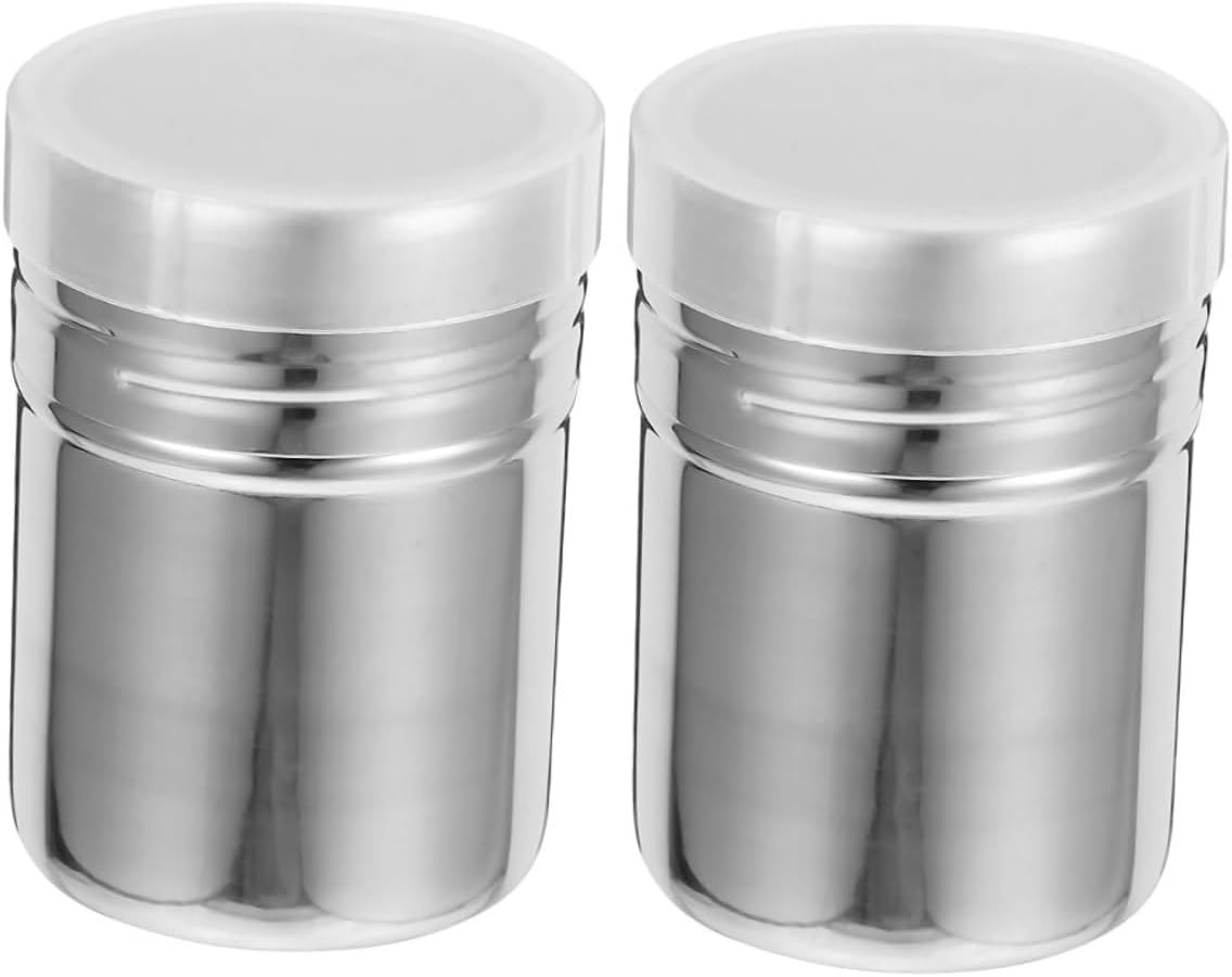 2 Pack Powder Sifter with Lid, Stainless Steel Fine Mesh Shaker