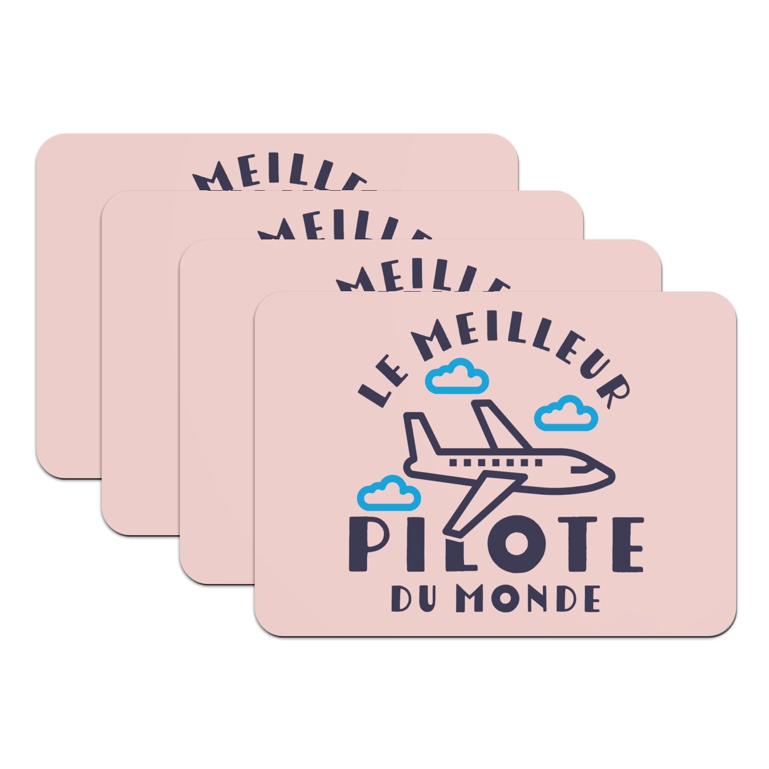 Set de table rose avion lot de 4 grands dessous en caoutchouc 39,5x28.5cm