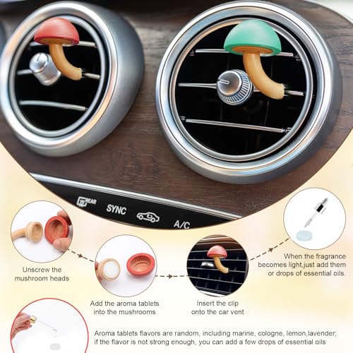 Image of 2 Pack Wood Car Diffusers Vent Clips with Refill Padsf for Women, Car Air Diffuser Air Freshener Vent Clip, Natural Wood Air Freshener Vent Clip Aromatherapy Diffuser for Auto Office Bedroom