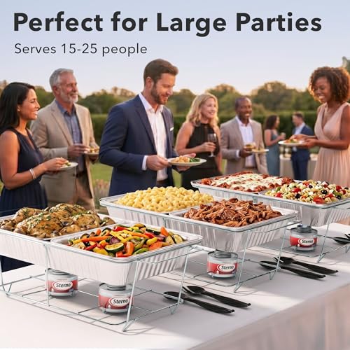 image for Sterno Disposable Chafing Dish Buffet Set, 6-Hour Food Warmers for Par