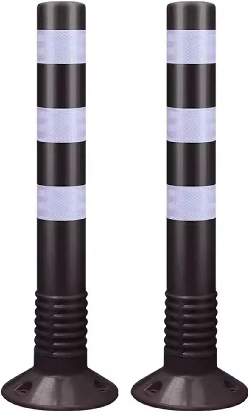 Aioneer Traffic Cone Safety Barrier Reflective Parking Cones, 30In Traffic Delineator Safety Post For Parks/Garden Pathways/Streets, Commercial Flexible Caution Cones Bollard Pos-Black-2 Pack