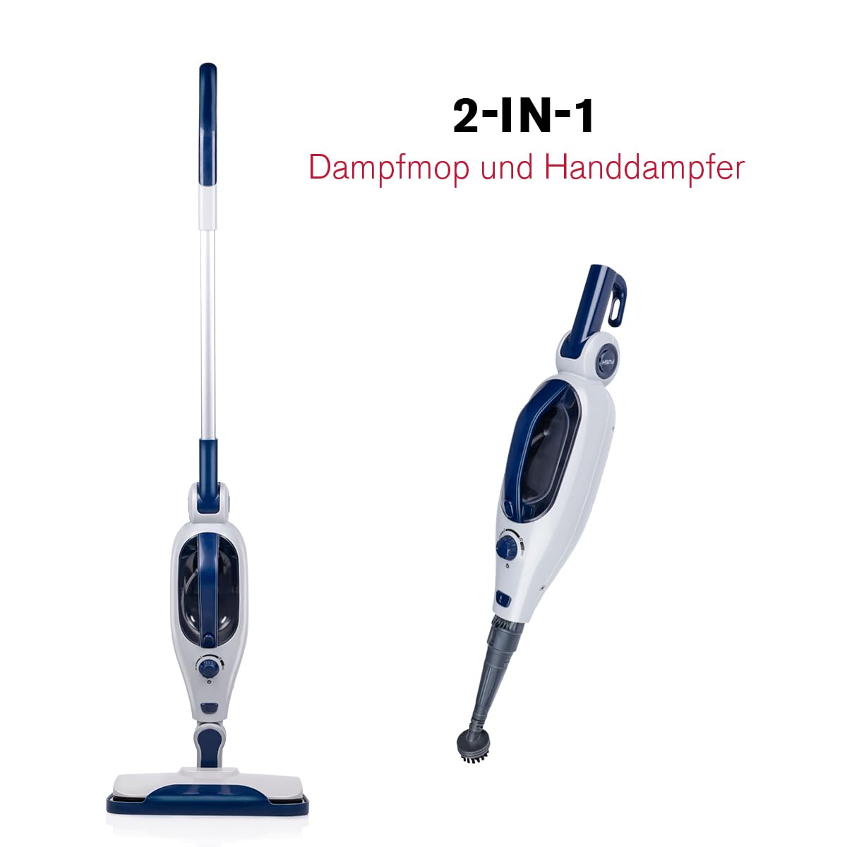 Dirt Devil Bodenwischer und Dampfreiniger Handgerät DD7004 - Bodenwischer Elektrisch - Steam Cleaner 1300 W - Dampfreiniger für Alles in 30 Sekunden aufgeheizt - Wischsystem mit 4 Aufsätzen