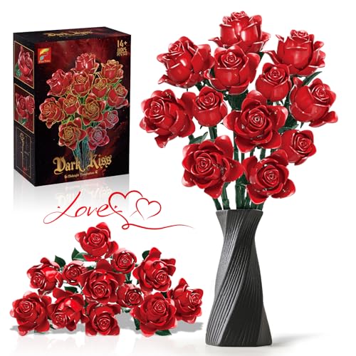 Gohero Red Roses Building Blocks Set (546PCS) - Lego Compatible Flowers for Adults, Gothic Home Decor, for Women & Teen Girls, Making It an Ideal Gift for & Valentine's Day by Gohero - Used condition - US$23.45