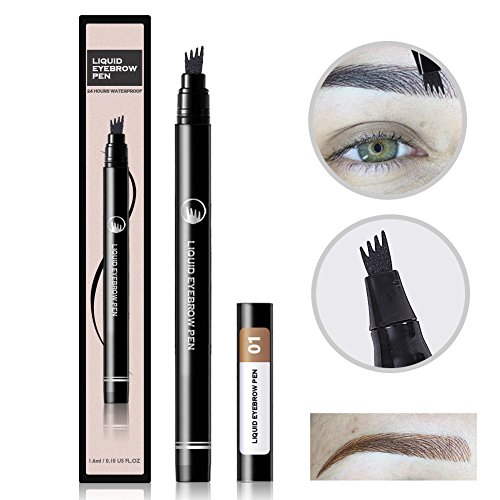 Liquid Eyebrow Pencil Tattoo Eyebrow Pen with Four Tips Long-lasting Waterproof Brow Eyebrow Eyeliner Pencil Brow Gel for Creating Natural Eyes Makeup Drawing Eyebrow and Eyeliner (01)