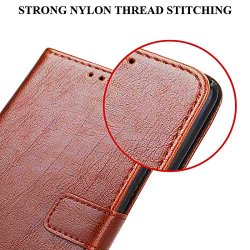 Image of Flip Cover Compatible with OnePlus Nord | Premium Leather Finish | Inbuilt Pockets & Stand | Flip Cover Back Case for OnePlus Nord (Brown)