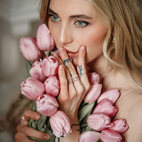 Two-color Celtic Rings 925 Sterling Silver 13MM Band Ring Celtic Love Knot Rings White Gold and 14K Gold Plated Eternity Rings Simple Wedding Band For Women Ring Size 5-93