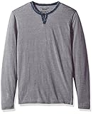 Lucky Brand Men's Long Sleeve Burnout Notch Neck Shirt Shirt, Gargoyle Multi, L