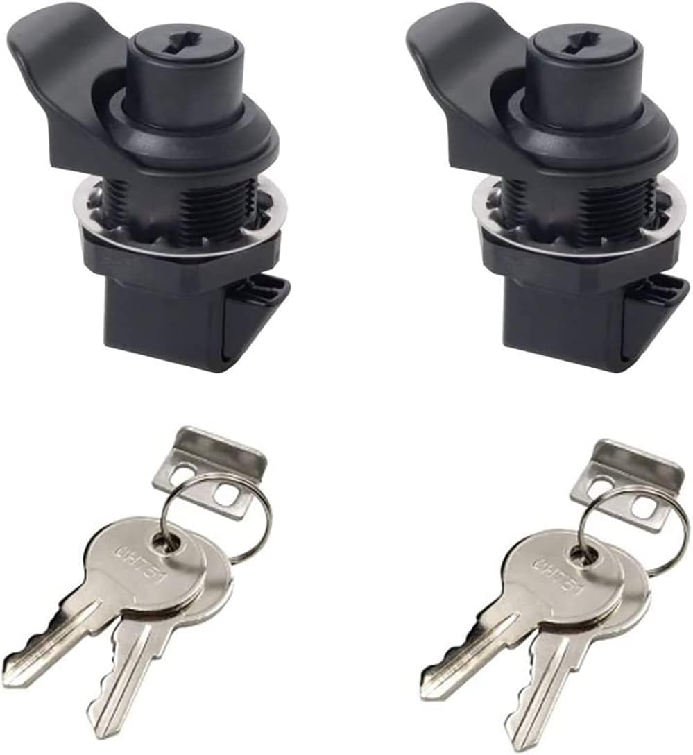 2PCS Push Button Lock Tool Box Latch for Truck Tool Box Lock Replacement, Golf Push Cart Accessories, Marine Glove Box Plastic Tool Box Truck