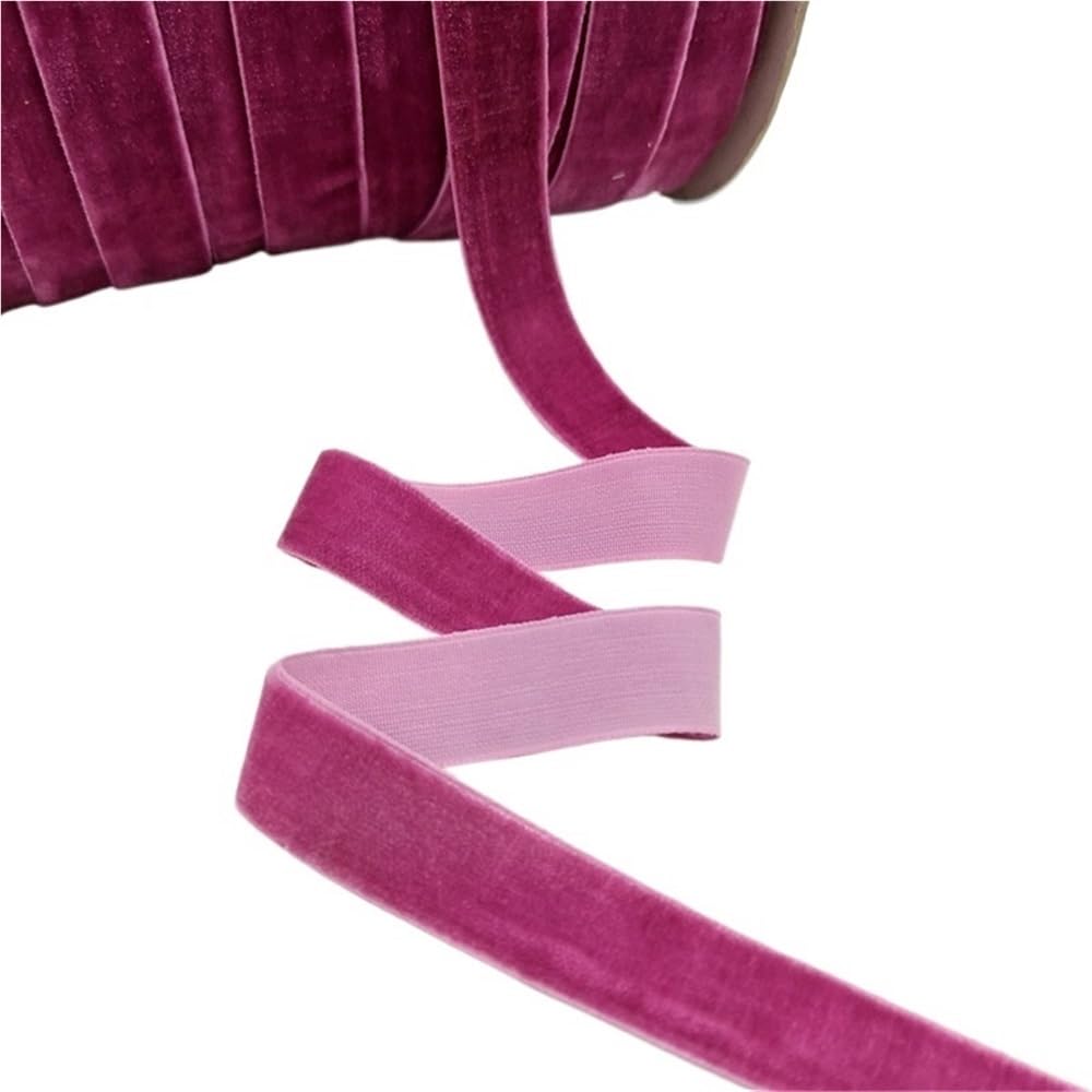 WEITINGKKK Ribbons for Gift Wrapping, Wedding Decor Ribbons 5 Yards Multicolor Velvet Ribbon 6-25mm Handmade Fringe Fabric(Muave,15mm)