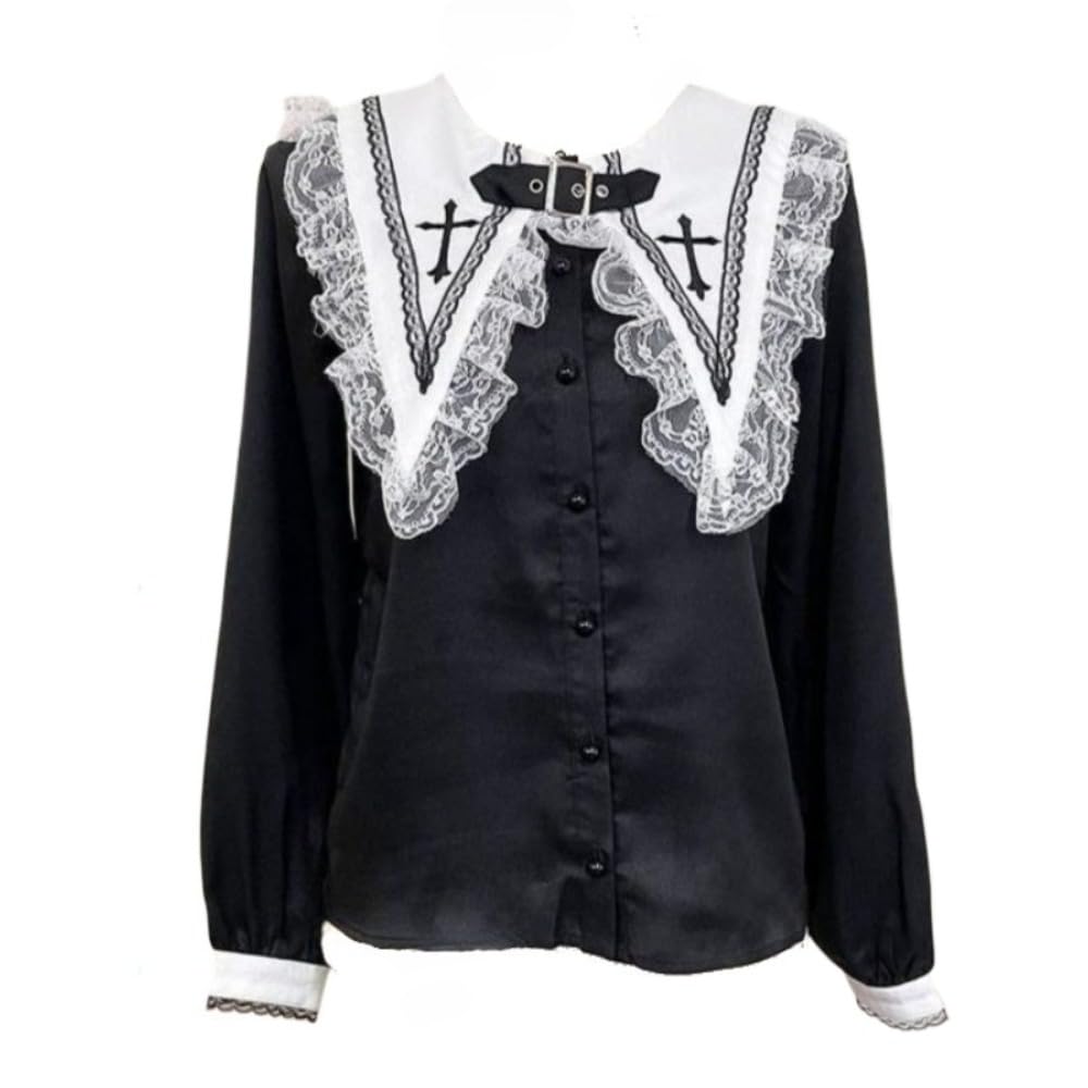 Jirai Kei Blouse Gyaru Tops Harajuku Shoujo Girl Clothes Cutecore Y2K Kawaii Lace Jojifuk…