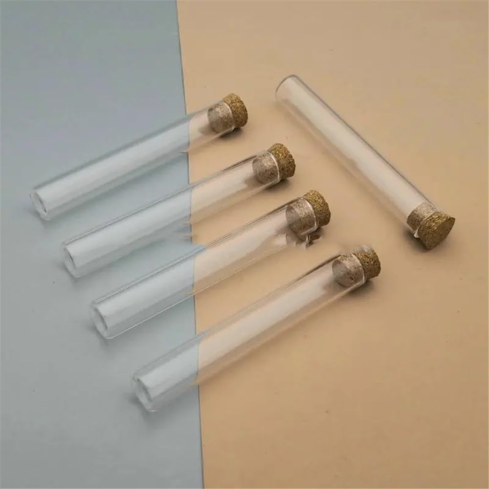 probówki z przezroczystego szkła, Probówki szklane z korkami płaskim dnem 12x75mm 20/50/100 szt(100pcs)