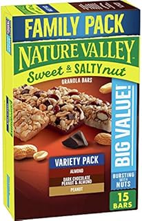 Nature Valley Sweet and Salty Nut Variety Pack, Peanut, Almond, and Dark Chocolate, Peanut and Almond Granola Bars, 15 ct