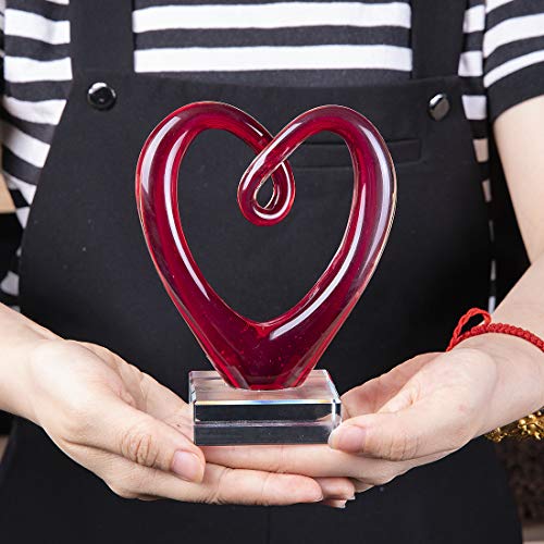 Escultura de cristal rojo en forma de corazón 5.4 pulgadas miniatura 3