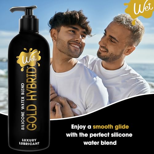 Image of Wet Gold Hybrid Silicone and Water-Based Lubricant | Long-Lasting Performance, Premium Formula | Made Without Glycerin and Parabens | Lube for Men, Women & Couples, 16 fl oz