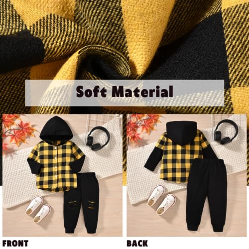 Image of Aalizzwell Toddler Boys Buffalo Plaid Hoodie Outfit