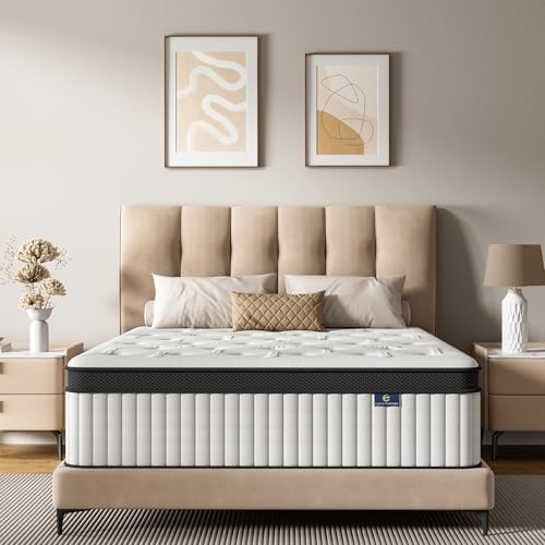 cemtip Twin Mattress, 10 Inch Hybrid Mattress in a Box, Memory Foam and Pocket Springs, Fiberglass Free, Soft and Breathable, Medium Firm Feel