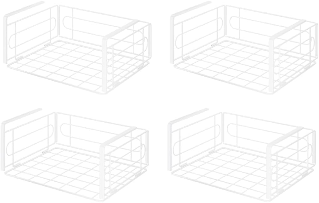 Kaitiemoo 4 Pieces Foldable Hanging Basket Hanging Under Shelf Storage Basket Under