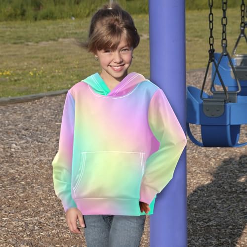 Pastel Rainbow Polka Dot Girls' Fashion Hoodies & Sweatshirts, Football Hoodies for Boys, Boys Pullover Hoodie 4T4