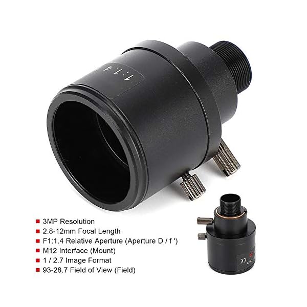 T angxi 2,8-12 mm CCTV-Kameraobjektiv, 1/2,7 3MP 2,8-12 mm M12 HD Manuelles Zoom M12-montiertes CCTV-Board-Objektiv für… – Bild 7