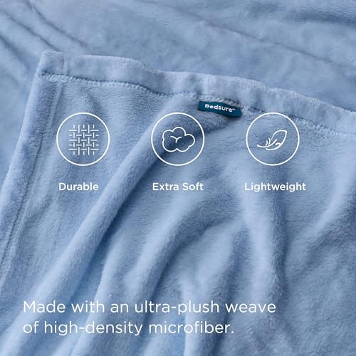 Image of VAS COLLECTIONS Premium Plush Single Blanket | 300 GSM Lightweight Cozy Soft for Bed, Sofa, Couch, Travel & Camping| 150x220 cm or 60X86 inches | Sky Blue