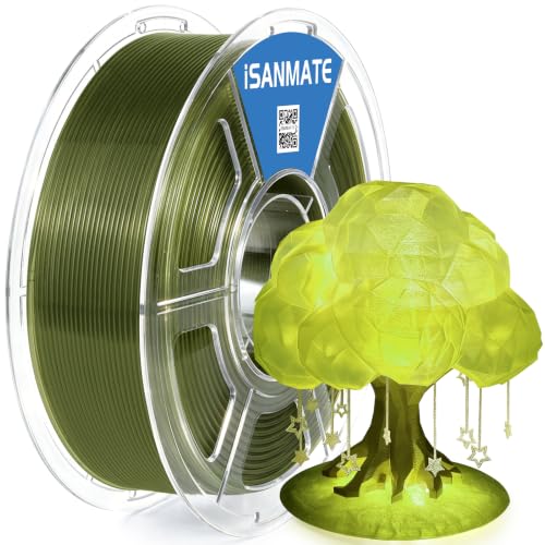 iSANMATE PLA Transparent Filament 1.75 mm, Clear Filament for 3D Printers, Suitable for High-Speed Printing, 1 kg/Spool 