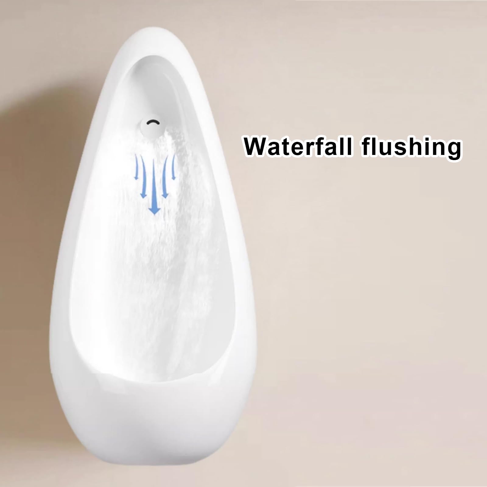 Orinatoi in Ceramica con Valvola di Scarico con Sensore, Orinatoi a Parete per Bagni Maschili, Scarico Automatico, per Casa, Bagno, Servizi Igienici Pubblici(Blue)
