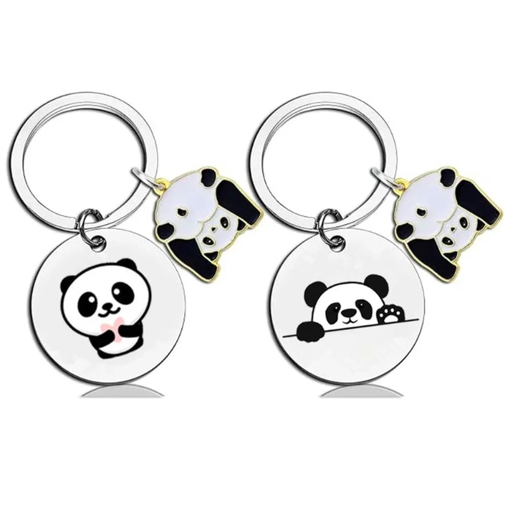 Reizteko2Pcs Cute Panda Bear Gifts for Birthday Unique Small Panda Keychain Gift Funny Decor Keyring