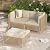 U-MAX 2 Pieces Outdoor Patio Furniture Set, Wicker Boho Outdoor Sofa Set, Patio Conversation Sectional with Water Resistant Thick Cushions and Coffee Table(Loveseat&Coffee Table)